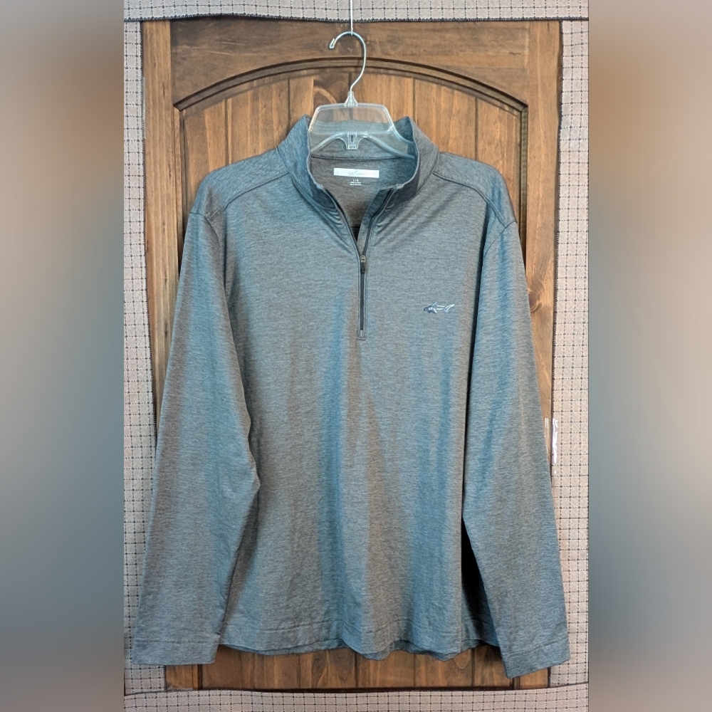 Greg Norman Charcoal Heather Long Sleeve Pull Over- Lg